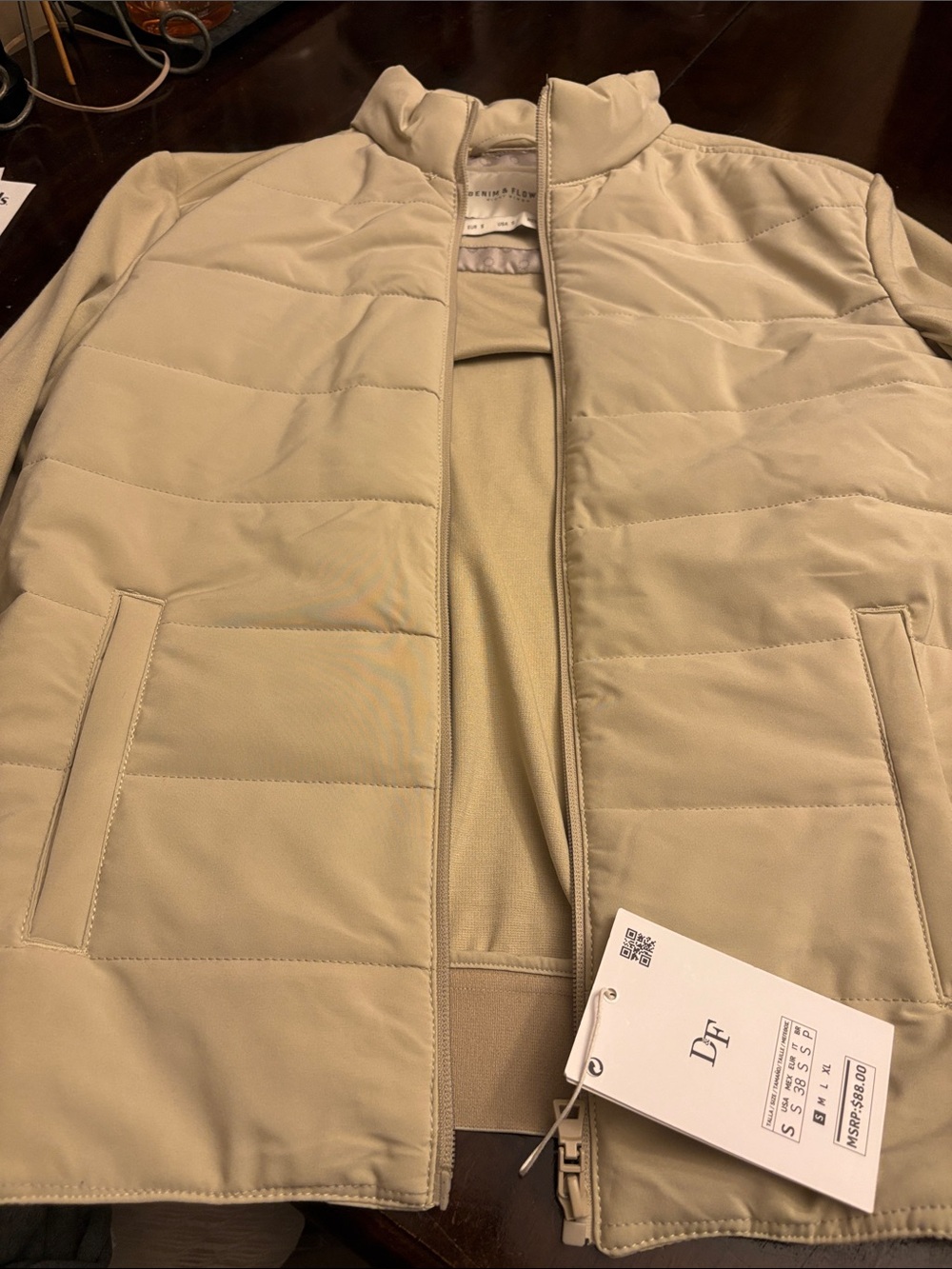 Denim And Flower Light Beige Quilted Jacket - DF